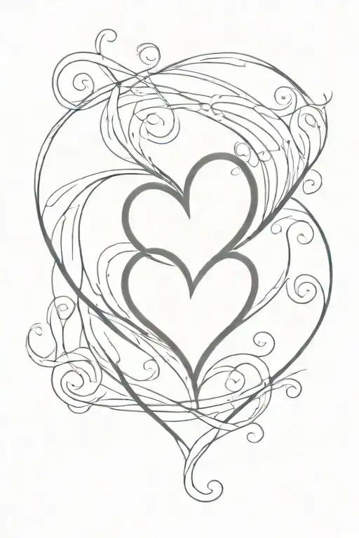 An elegant minimalist design of a heart intertwined with ocean waves, symbolizing the client's love for the sea and their passion for the ocean tattoo design idea