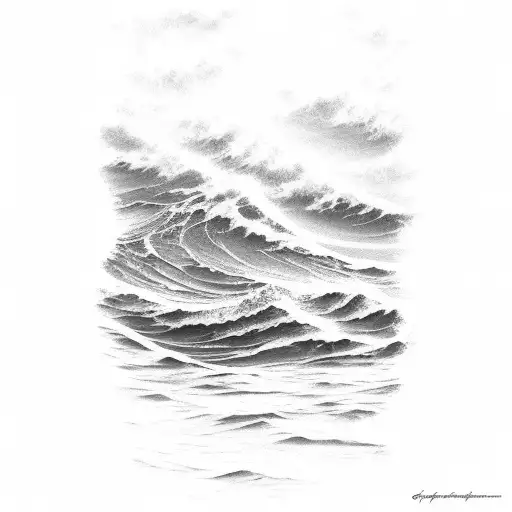 Ocean Wave at sunrise tattoo design idea