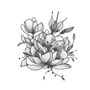 violet and primrose flowers tattoo design idea