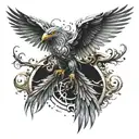 robot phoenix bird tattoo design idea