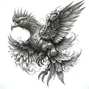 robot phoenix bird tattoo design idea