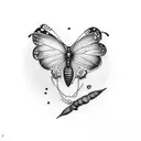 butterfly feather grief tattoo design idea