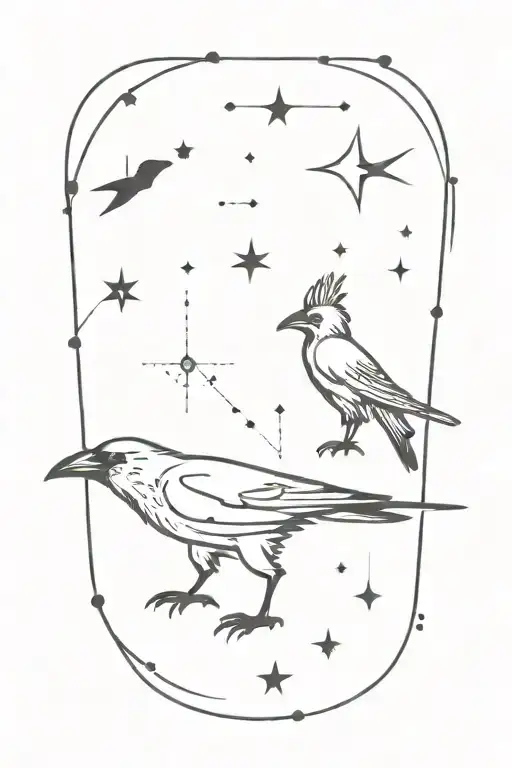 crow and Taurus constellation tattoo design idea