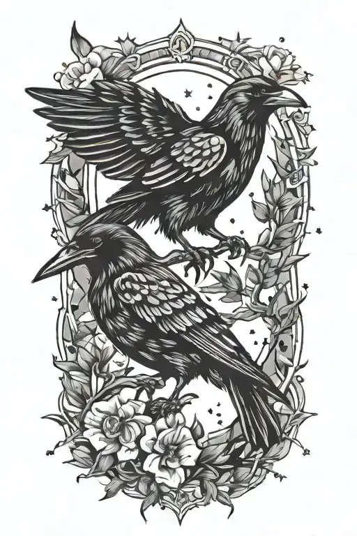 crow and Taurus constellation tattoo design idea