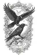 crow, moon, Taurus constellation tattoo design idea