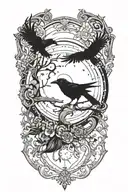 crow, moon, Taurus constellation tattoo design idea