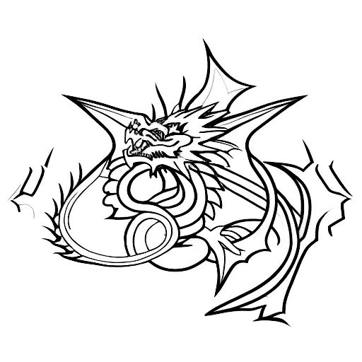 A minimalist tattoo of a dragon with anime-inspired patterns tattoo design idea