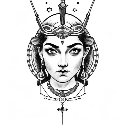 Constellation, Greek Goddess Athena tattoo design idea