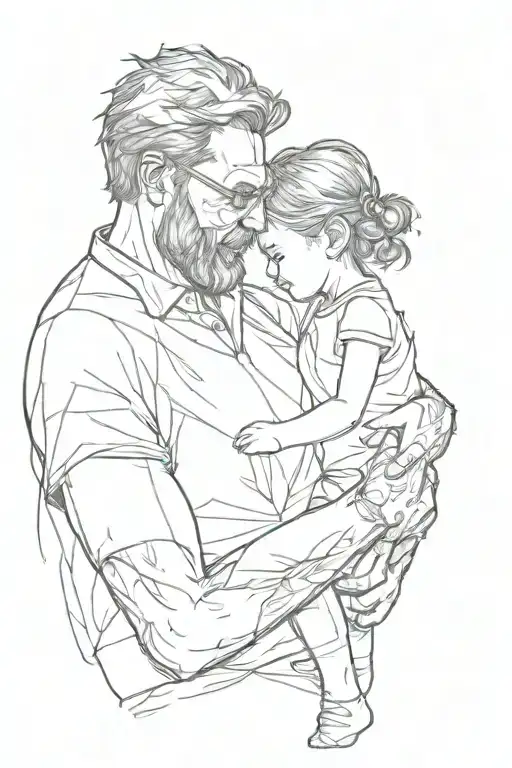 father and daughter playing tattoo design idea