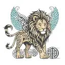 lion with arabic calligraphy   tattoo design idea