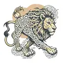 lion with arabic calligraphy   tattoo design idea