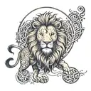 lion with arabic calligraphy   tattoo design idea