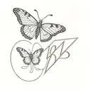 butterfly pill thyroid B letters tattoo design idea