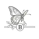 butterfly pill thyroid B letters tattoo design idea