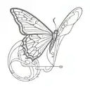 butterfly pill thyroid B letters tattoo design idea