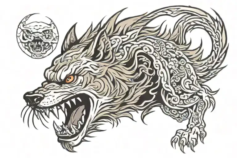 snarling old school wolf stalking tattoo design idea