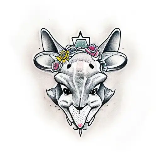 conejo con orejas negras manchas oscuras en la nariz y cuerpo blanco tattoo design idea