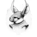 conejo con orejas negras manchas oscuras en la nariz y cuerpo blanco tattoo design idea