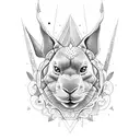 conejo con orejas negras manchas oscuras en la nariz y cuerpo blanco tattoo design idea