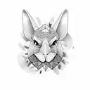 conejo con orejas negras manchas oscuras en la nariz y cuerpo blanco tattoo design idea