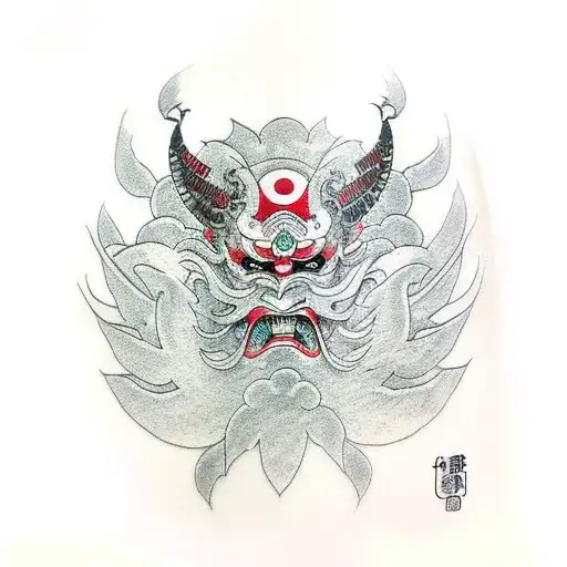 tengu mask tattoo design idea