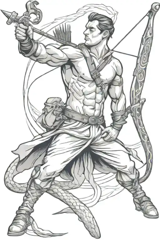 Archer Shooting Arrows On Top of Snake tattoo design idea