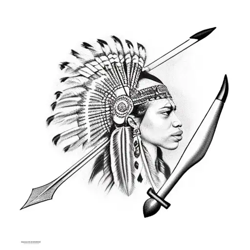 caribbean indian with bow and arrow tattoo design idea