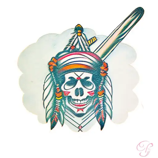 caribbean indian with bow and ax tattoo design idea