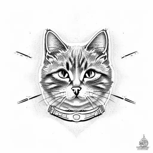 cat with gun tattoo design idea