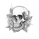cross with roses and skull tattoo design idea