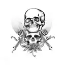 cross with roses and skull tattoo design idea