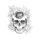 cross with roses and skull tattoo design idea