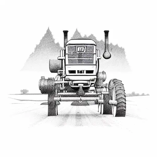 Tractor landscape tattoo design idea