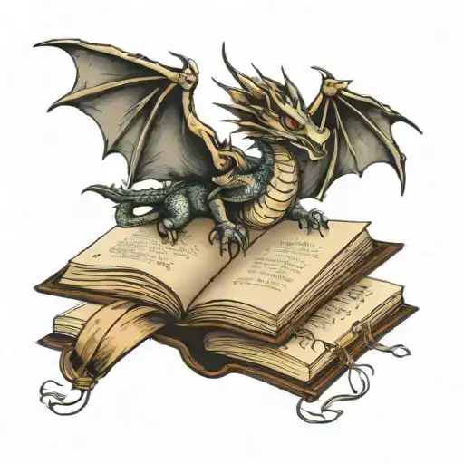an open book with a dragon flying out of it  tattoo design idea