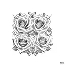 cross with barbed wire and roses tattoo design idea