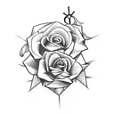 cross with barbed wire and roses tattoo design idea
