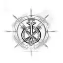 cross with barbed wire and it saying long live Ben in the middle of the cross tattoo design idea