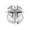 cross with barbed wire and it saying long live Ben in the middle of the cross tattoo design idea