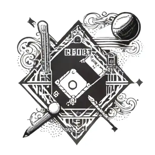 A baseball diamond with a unique twist incorporating elements of dotwork tattoo design idea