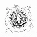 fire and ice element symbols  tattoo design idea