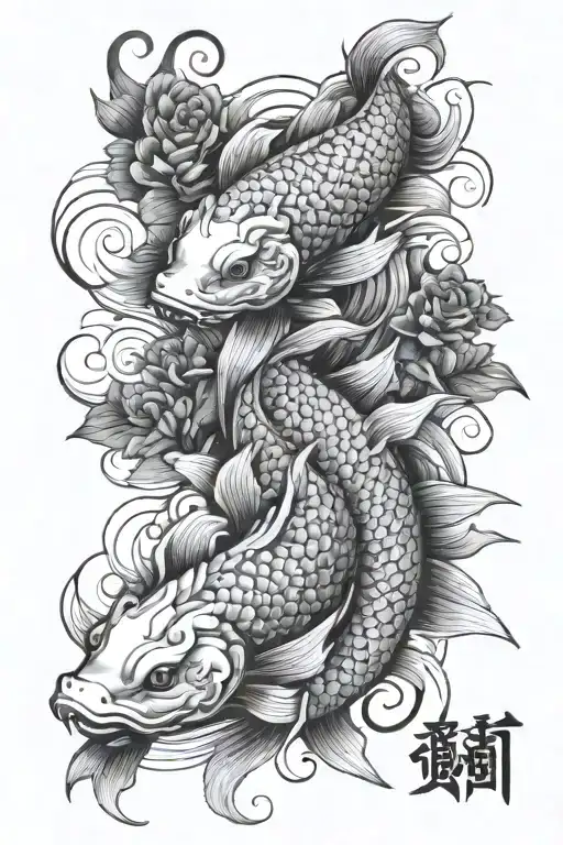 koi carp and dragon tattoo design idea