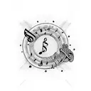 sheet music of blessed assurance with musical instruments tattoo design idea