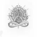 sheet music of blessed assurance with musical instruments tattoo design idea