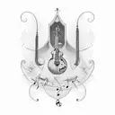 sheet music of blessed assurance with musical instruments tattoo design idea