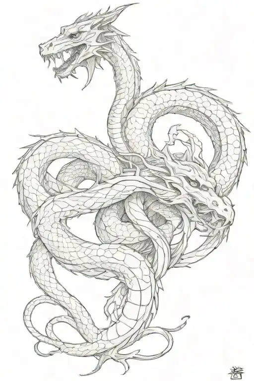 gothic dragon and snake wrapped tattoo design idea
