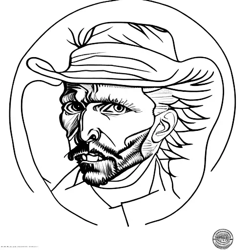  outline of Vincent Van Gogh's face with his drawing of sunflowers surrounding the face tattoo design idea