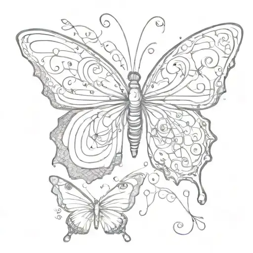 butterfly with names incorporated tattoo design idea