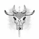 Aztec cow skull tattoo design idea