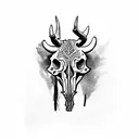Aztec cow skull tattoo design idea