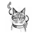 a cat smoking tattoo design idea